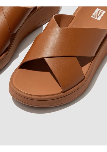 Fitflop F-mode Fw5 Hakiki Deri Taba Kadın Çapraz Bantlı Terlik Taba