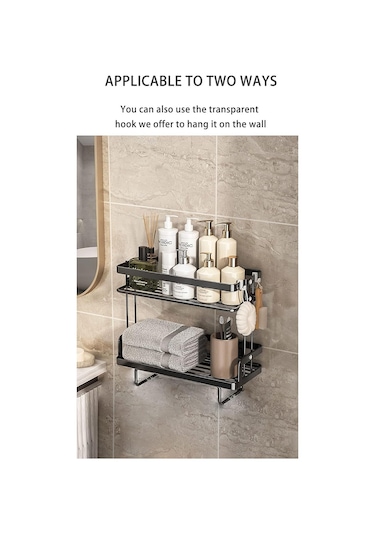 Tuvalet Üst Raf İki Katmanlı Siyah Depolama Siyah