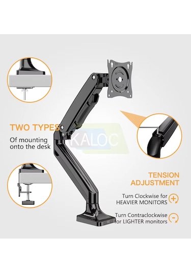 Klc-ds110 17"-35" Amortisörlü Monitör Masa Tutucu Kol Stand
