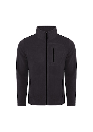 Genius Store Tam Fermuarlı 3 Cepli Outdoor Tactical Flecee Erkek Polar Ceket - Koyu Füme