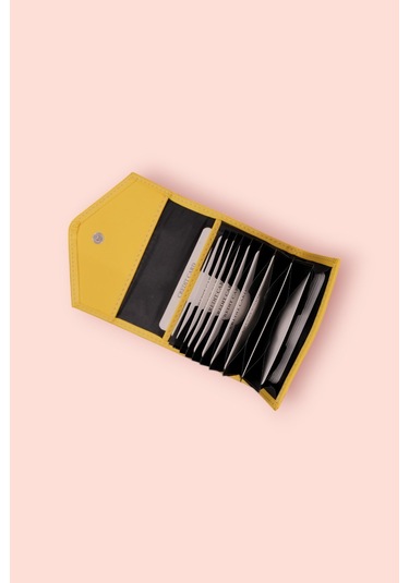 Modica Paris - Vegan Deri Akordiyon Kartlık Cüzdan Şıklık Ve Fonksiyonun Buluştuğu Kusursuz Tasarım Sarı