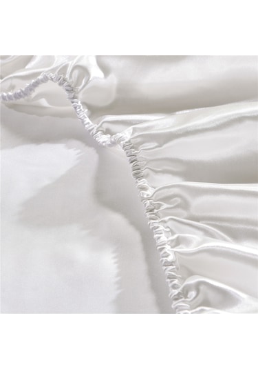 Monyee Yumuşak Polyester Dokulu, Tüm Yönlü Lastikli 30cm Derinlikli Beyaz Double Size Simülasyon İpek Yatak Örtüsü DiğER