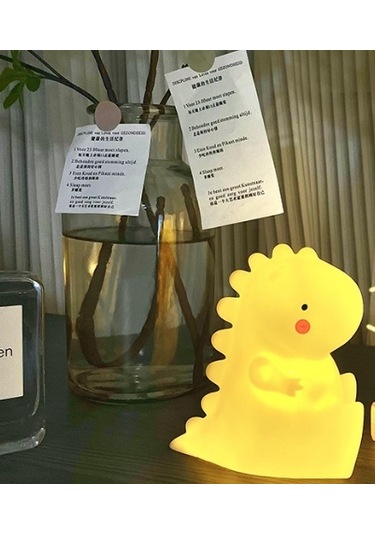 Karikatür Sevimli Bebek Ejderha Gece Lambası Sarı Sıcak Işık