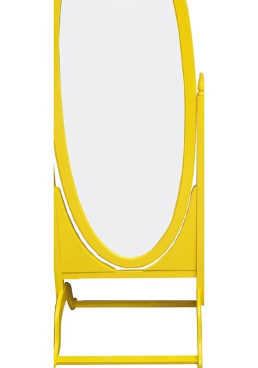 Boy Ayna Oval Model Ahşap Parlak Sarı Boya Natüre Klasik Ahşap M Ahşap