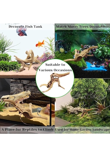Vkemall Doğal Koral Yapılı Akvaryum Dekorasyonu: Süngerli Dal Yapısı Su Altı Ormanı, Sürüngenluk Ve Mikropeyzajlar İçin 20-25cm Derinleşmiş Ahşap Halka Sağlıklı, Her Bir Farklı Boyut-ağırlık