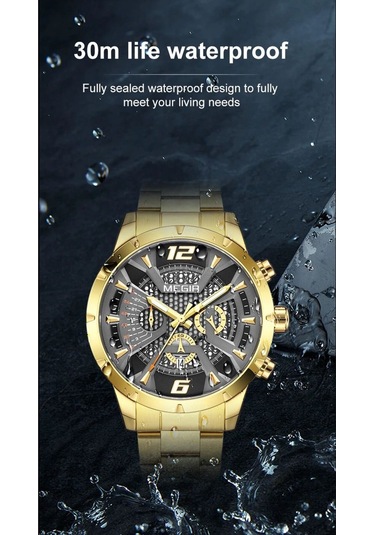 Megır 2221 Tüm Fonksiyonları Aktif Erkek Kol Saati Sarı