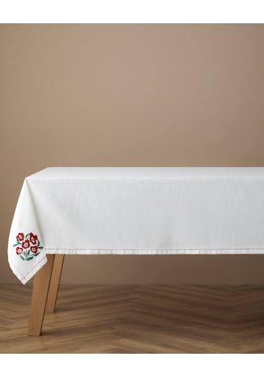 English Home Bright Parade Polyester Masa Örtüsü 150x200 Cm Beyaz - Kırmızı Beyaz - Kırmızı