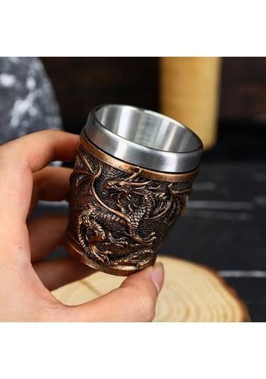 Willowhaven Raptor Şarap Bardağı Bakır Renk Ejderha Desenli Paslanmaz Çelik Birak