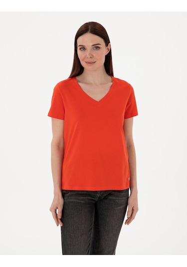 Pierre Cardin Kadın Kırmızı Tişört Basic 50305749-vr030 Kirmizi