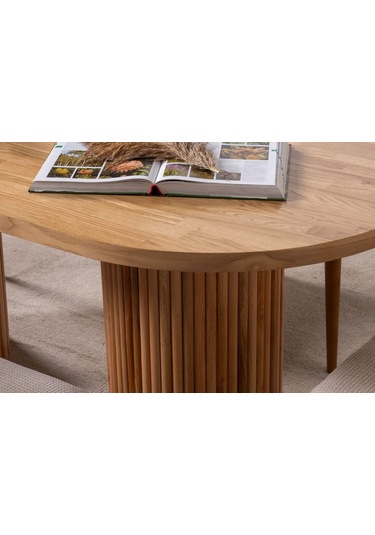 Narven Bohem Natural Ahşap Masa Sandalye Takımı 90x180 Natural