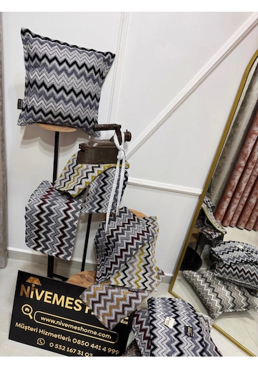 Nivemeshome Bordo Gri Elyaf Dolgulu Kırlent Kılıfı 45x45 Bordo-gri