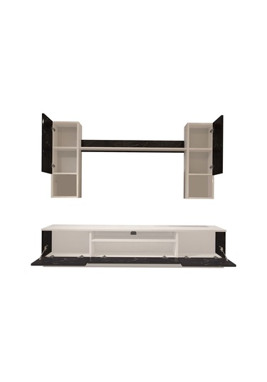 Decoraktiv Trendstyle 5das Mdf Tv Ünitesi Tv Sehpası Beyaz - Siyah Mermer