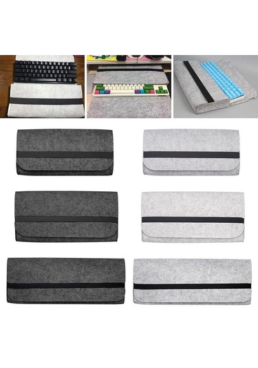 Koyu Gri Çevre Birim Çantası Bilgisayar Koruyucu Kapak Klavye Taşıma Çantası Klavye Çantası Keçe Çanta Klavye Paketi 37x17x4cm