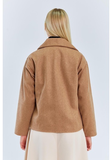 4410 Kadın Balık Sırtı Kısa Kaban Camel CAMEL