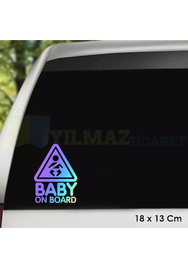 Dikkat Arabada Bebek Var Hologram Oto Sticker Çıkartma Etiket