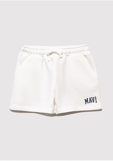 Mavi - Mavi Logo Baskılı Beyaz Şort 7410002-70057 Beyaz