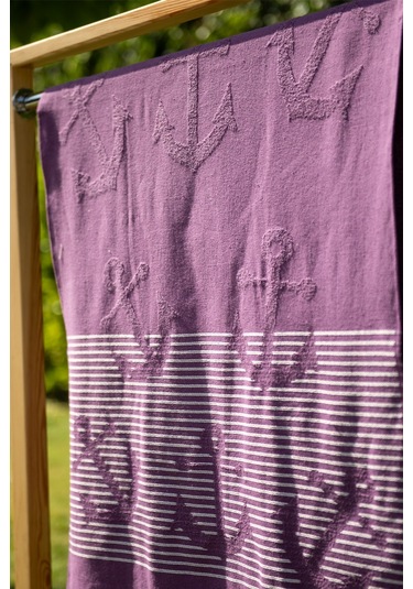 Menderes Home Cotton Collection Bukle Plaj Havlusu Çapa Mor