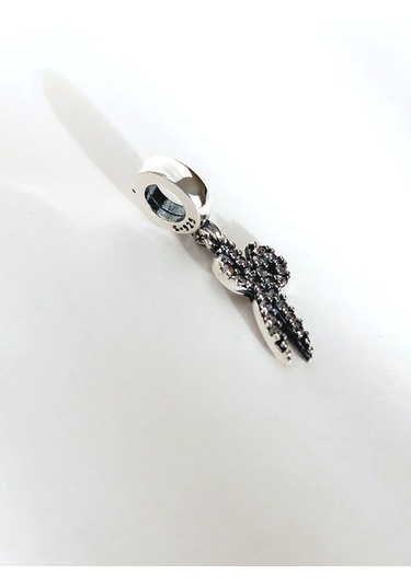 Gümüş Işıltılı Makas Pan Tasarım Bileklik Uyumlu Charm