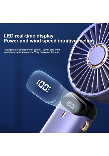 Taşınabilir Elde Taşınma Fan 10000mah Usb Şarj Ofisi Masaüstü Çok Fonksiyonlu Katlanır Açık Mekan Seyahat Küçük Soğutma 6860 Mavi