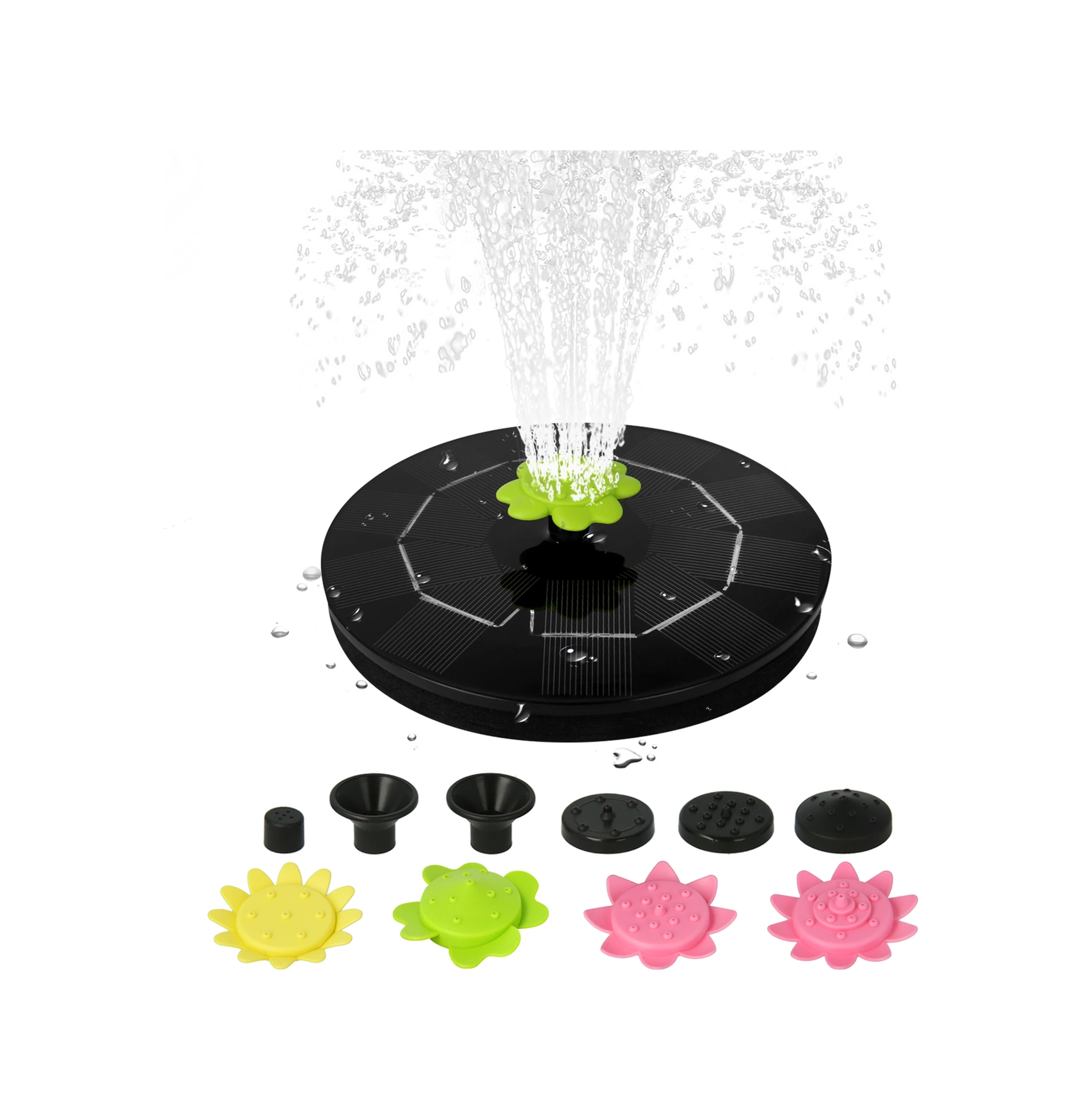 Kosona Güneş Enerjili 5v 3w Suları Dönüştüren Serbest Yuvarlanan Fontan, Çiçek Tipi Başlıklı, Kuş Havuzu Ve Bahçe Dekorasyonu İçin 160mm Xh01-160c