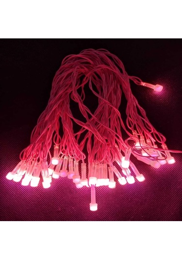 Yılbaşı Aydınlatması 10 Metre 220 Vold Sabit Aydınlatma 38 Led Iş Pembe