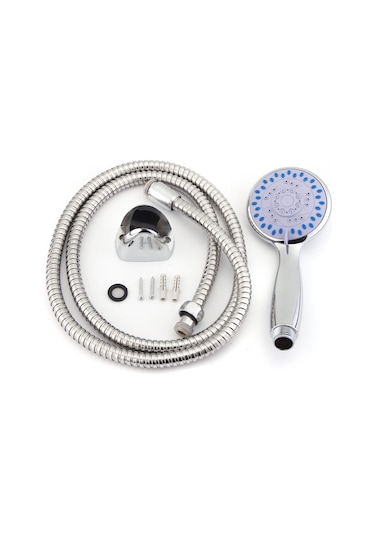 4 Fonksiyonlu Mafsallı Duş Takımı Duş Başlığı+Askısı+Hortumu-Kol Beyaz - Krom