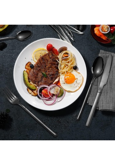 Valkyrie Çantalı Yolculuk Çatal Kaşık Bıçak Seti Kişiye Özel 1. Sınıf Paslanmaz Çelik Ofis Okul Kamp Restaurant C3404 Siyah