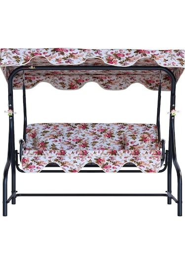 Bahçe Salıncağı 3 Kişilik Metal Salıncak İngiliz Koruma Kılıfı Hediye Rose