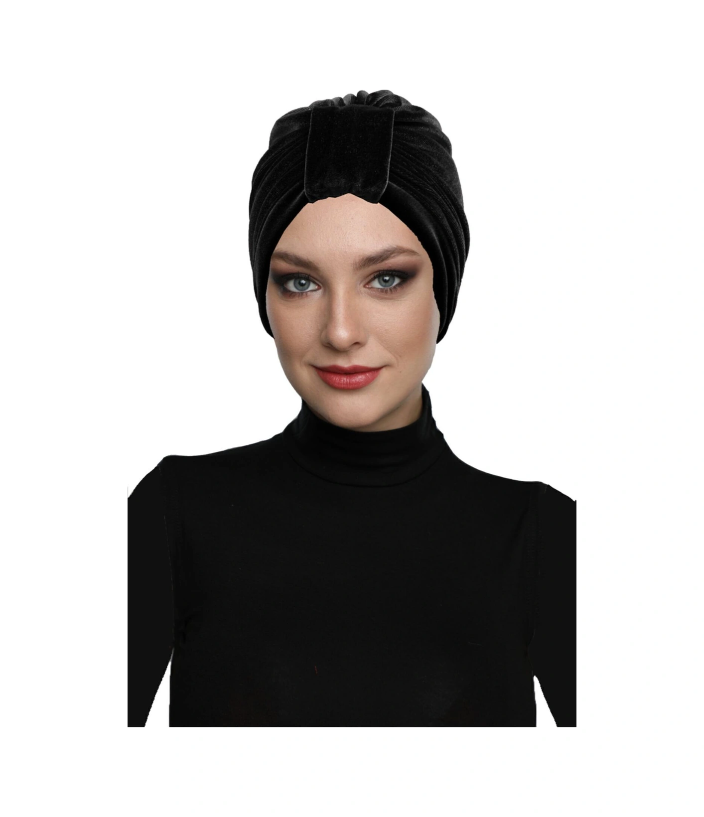Kadife Kardelen Astarlı Siyah Hazır Türban Tesettür Bone Siyah