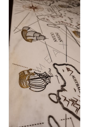 Jumeax Old Map Piri Reis Mermer Tablo