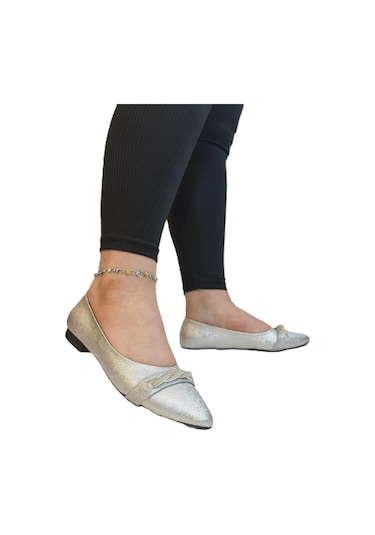 Fiyra 4006 Gümüş Örgü Taşlı Şık Düğünlük Günlük Bayan Babet Gümüş