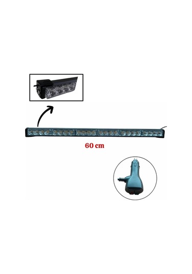 12v-24v Led Bar Off-road Sarı Çakarlı Çakar Tepe Lamba 60 Cm