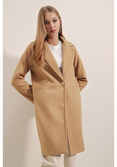 Bigdart 9085 Kaşe Kadın Kaban Hardal 001