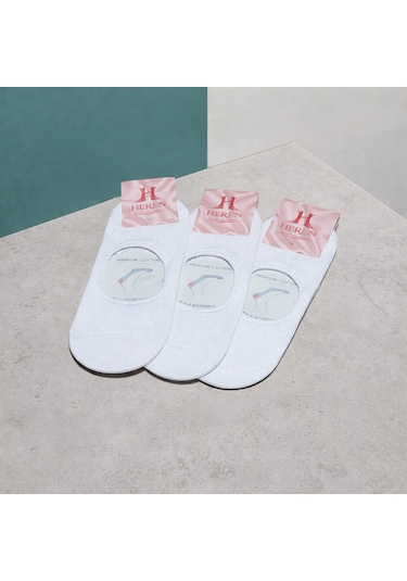 Heren Socks Heren 3'lü Bambu Görünmez Kadın Babet Çorap Beyaz