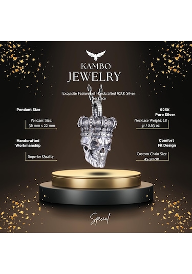 Gothic Kolye - 925 Ayar Gümüş Erkek Kolye - El Yapımı Kolye Gümüş