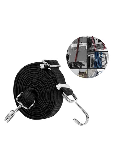 Homyl Ağır Hizmet Tipi Elastik Bungee Cord Kancalı Siyah-1m Siyah 1m Siyah