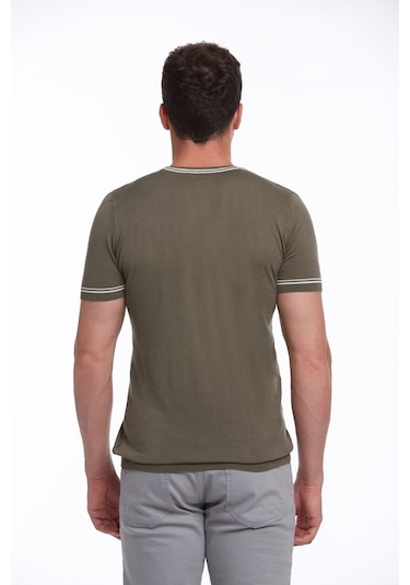 Hatemoğlu Haki Slim Fit Basic Bisiklet Yaka Triko Tişört-Haki