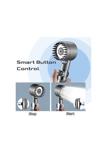 2023 Yeni  Masaj Duşu Üç Ayarlanabilir Filtreli Duş Başlığı Modu Duş Başlığı Ve Hortumu Tıkanma Önleyici Nozul Ve Pp Pamuklu Filtreli Duş Başlığı Gri