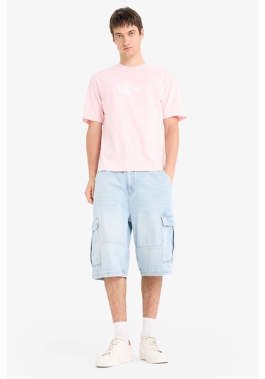 Defacto %100 Pamuk Kargo Fit Jean Bermuda Şort F4219ax25smnm39 Mavi