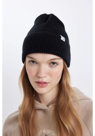 Defacto Kadın Dokuma Etiketli Triko Bere A6327AX24WNBK27 Siyah