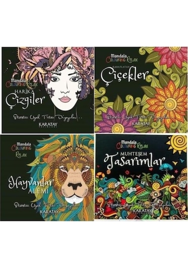 Mandala Yetişkin Boyama Kitabı 4 Adet Karatay