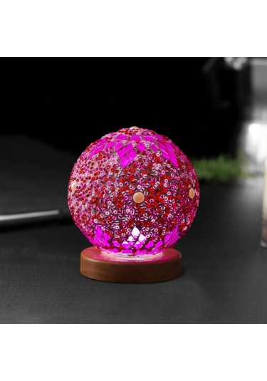 Homyl Gece Işığı Yatak Başı Usb Cam Mozaik Top Türk Lambası Pembe Çok Renkli