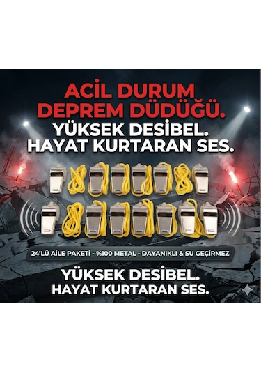 Metal Ipli Hakem Deprem Düdüğü 24'lü