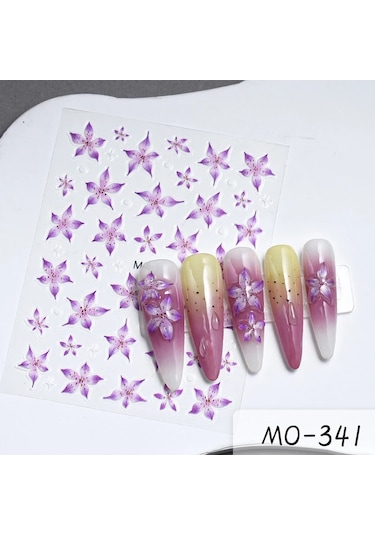 5d Etiket Zambak Çiçeği Tırnak Çıkartmaları Jöle Nail Art Süslemeleri Akrilik Yapışkanlı Jel Kaydırıcılar Yaz Çıkartmalar Manikür Aksesuarları Bej