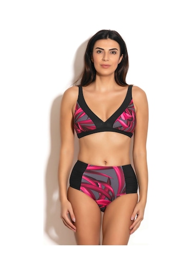 Badelina Kadın Yüksek Bel Geniş Üçgen Bikini Takımı 3247-2 001