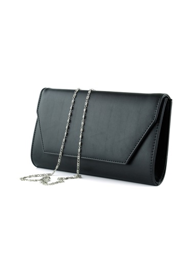 Erkan Saçmacı Siyah Zincir Askılı Manyetik Kapaklı İç Cepli Zarif Abiye El Çantası Siyah