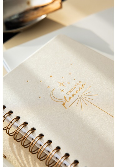 A5 Spiralli Süresiz Planlayıcı Ajanda - Bej Bej