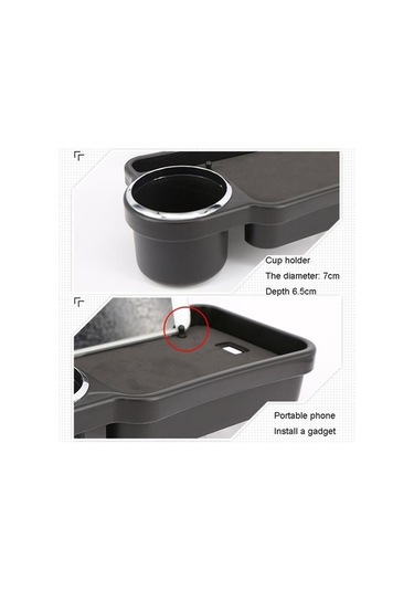 Wondernest Otomotiv Su Bardağı Tutucu, Araç İçi İçecek Tutucu, Arka Koltuk Tepsi Siyah Siyah
