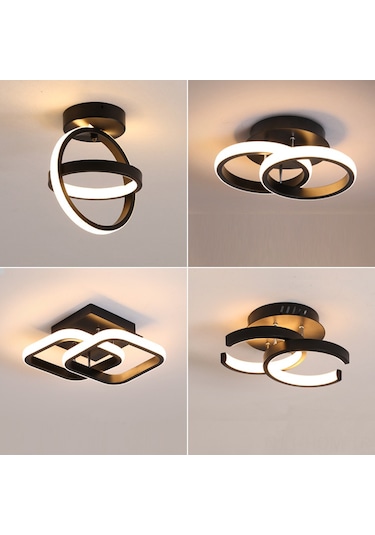 Suofeng Beyaz İki Halka Led Aydınlatma: Koridor, Balkon, Gardırop İçin 3 Renk Değişimli Modern简约北欧 Stili Lambader Beyaz