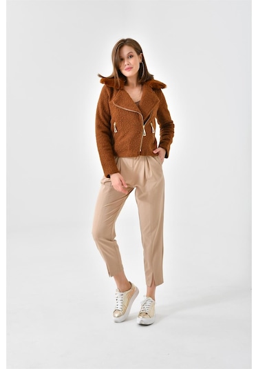 Ftz Women Kadın Kürk Detay Mont Taba Rbn4039-taba Taba